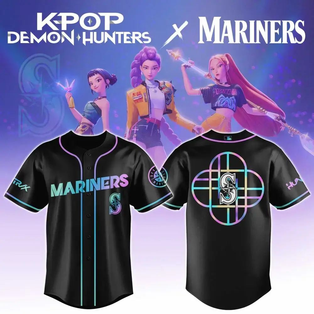 Seattle Mariners Mlb X Kpop Demon Hunters Huntrx Custom Baseball Jersey Image