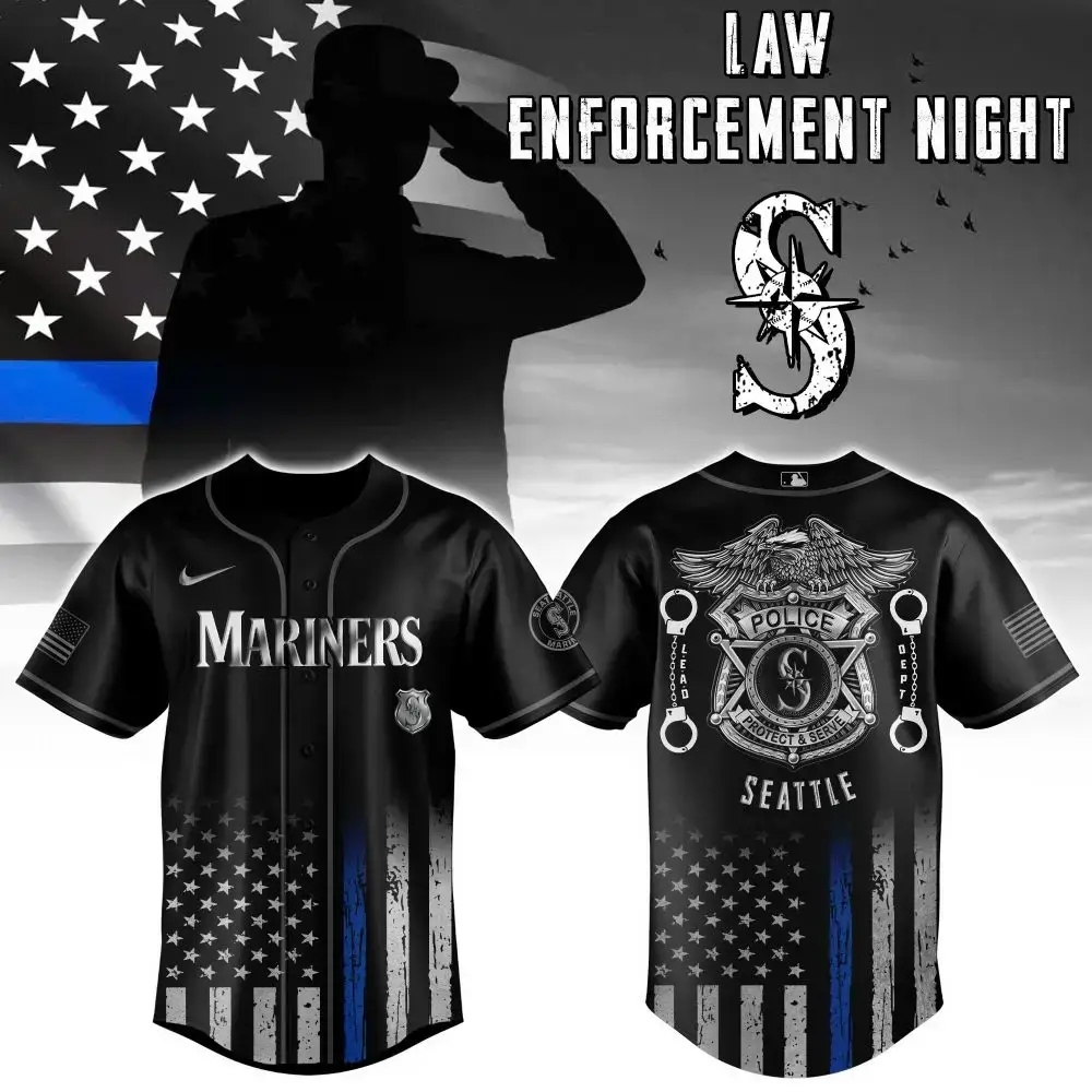 Seattle Mariners Mlb X Law Enforcement Night Edition Custom Baseball Jersey Image