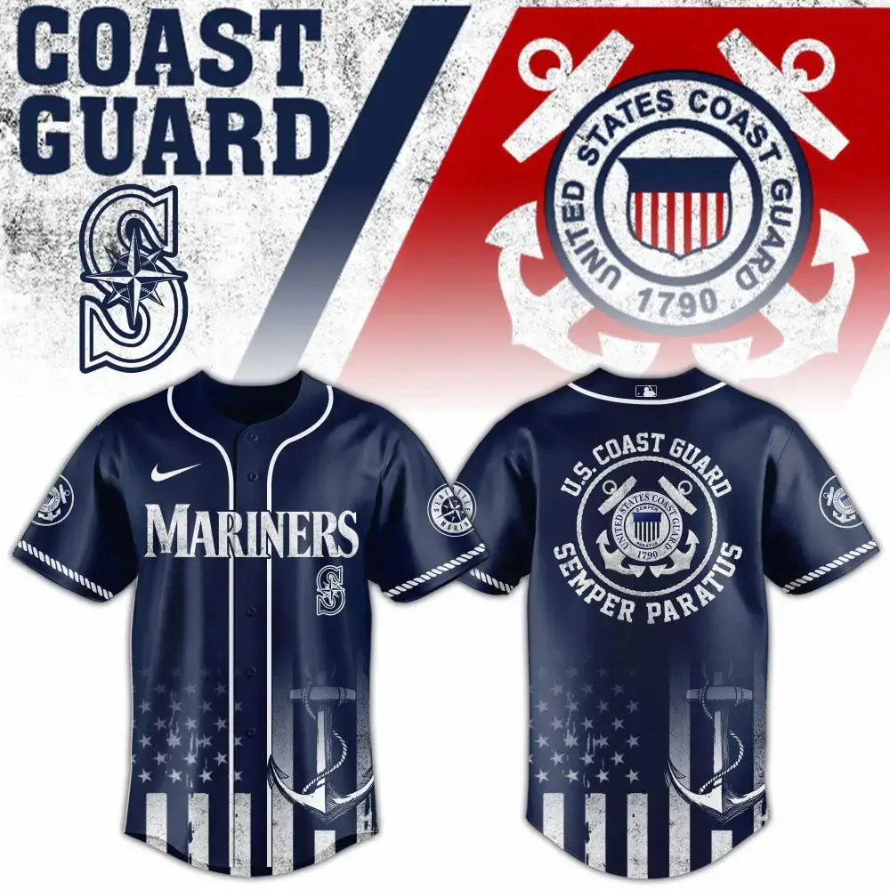 Seattle Mariners Mlb X Usa Coast Guard Custom Baseball Jersey Image