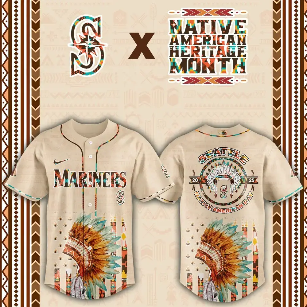 Seattle Mariners Native American Heritage Month Custom Baseball Jersey Image