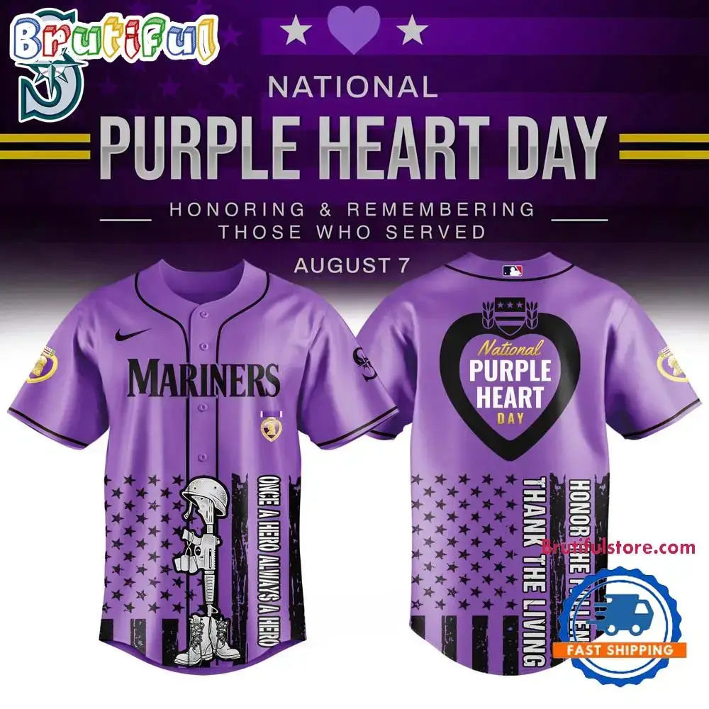 Seattle Mariners Purple Heart Day Baseball Jersey Image