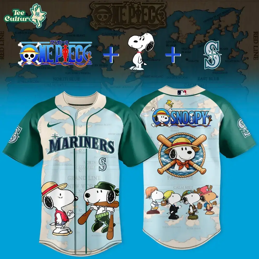 Seattle Mariners Snoopy One Piece Crossover 2026 Limited Edition Baseball Jersey Image