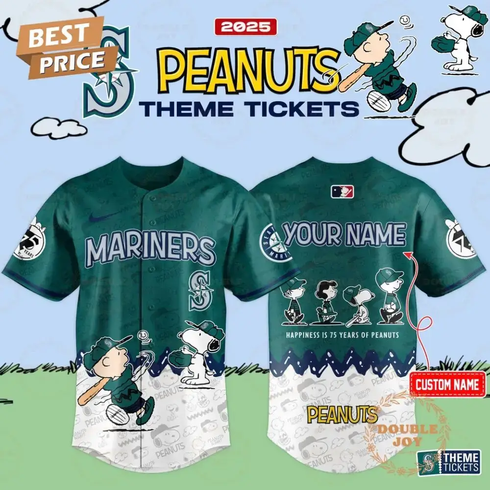 Seattle Mariners Theme Tickets Peanuts 2025 Custom Name Limited Edition Baseball Jersey Image