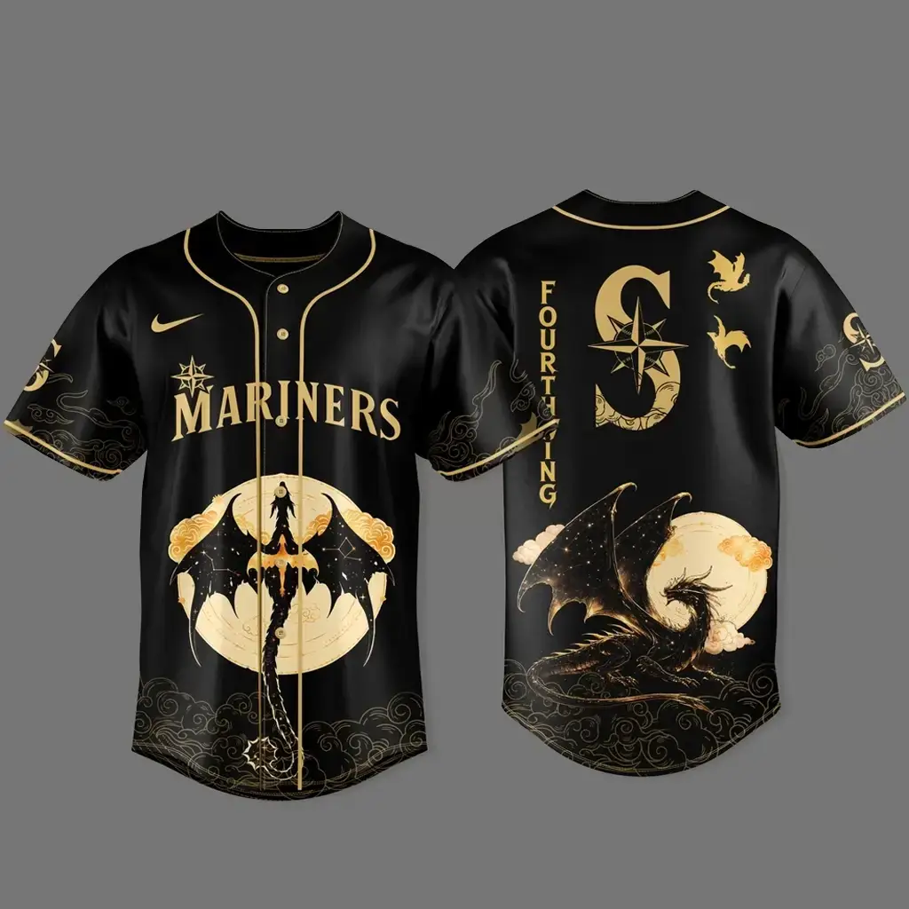 Seattle Mariners x Fourth Wing 2026 Dragon Moon Black Baseball Jersey Image