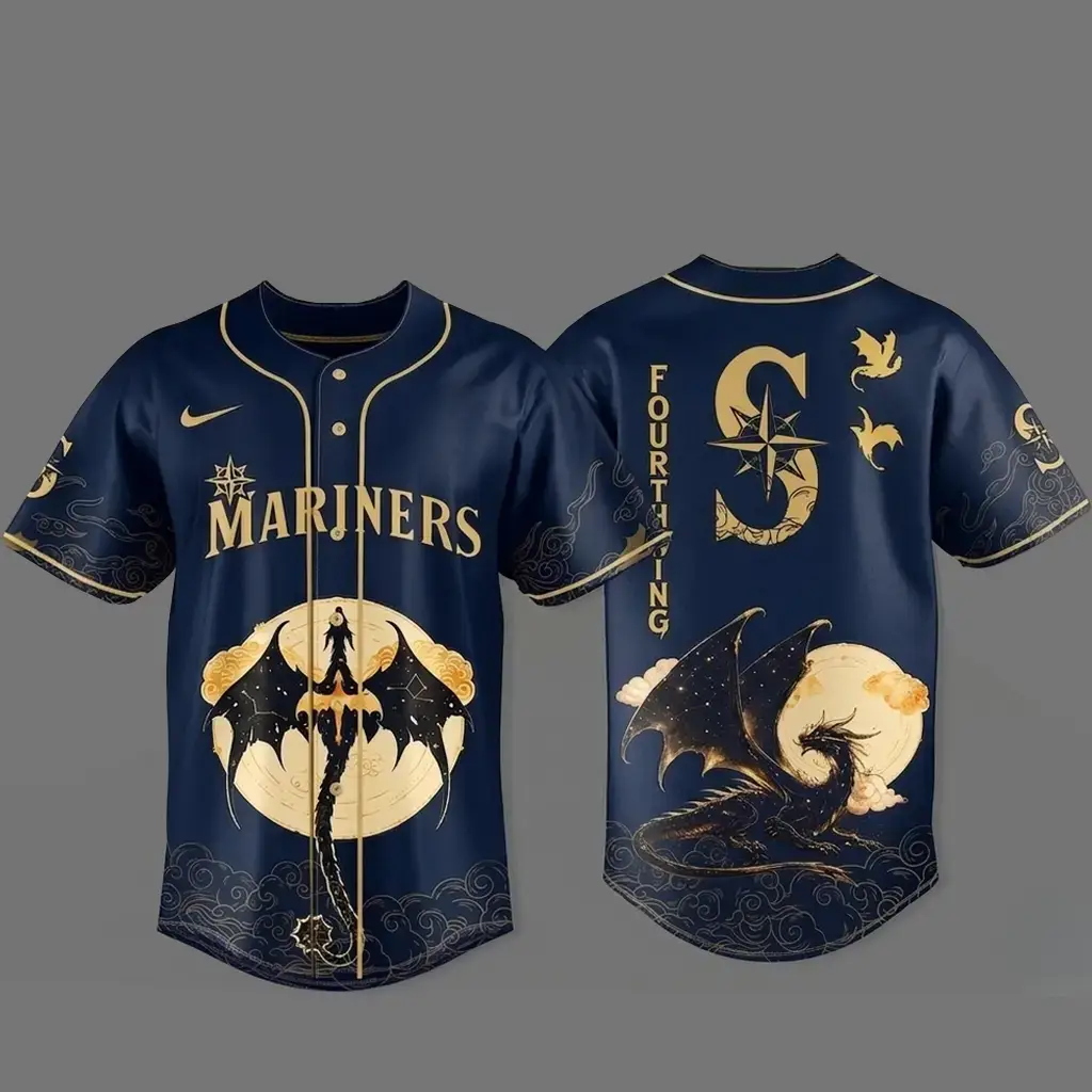 Seattle Mariners x Fourth Wing 2026 Dragon Moon Navy Baseball Jersey Image