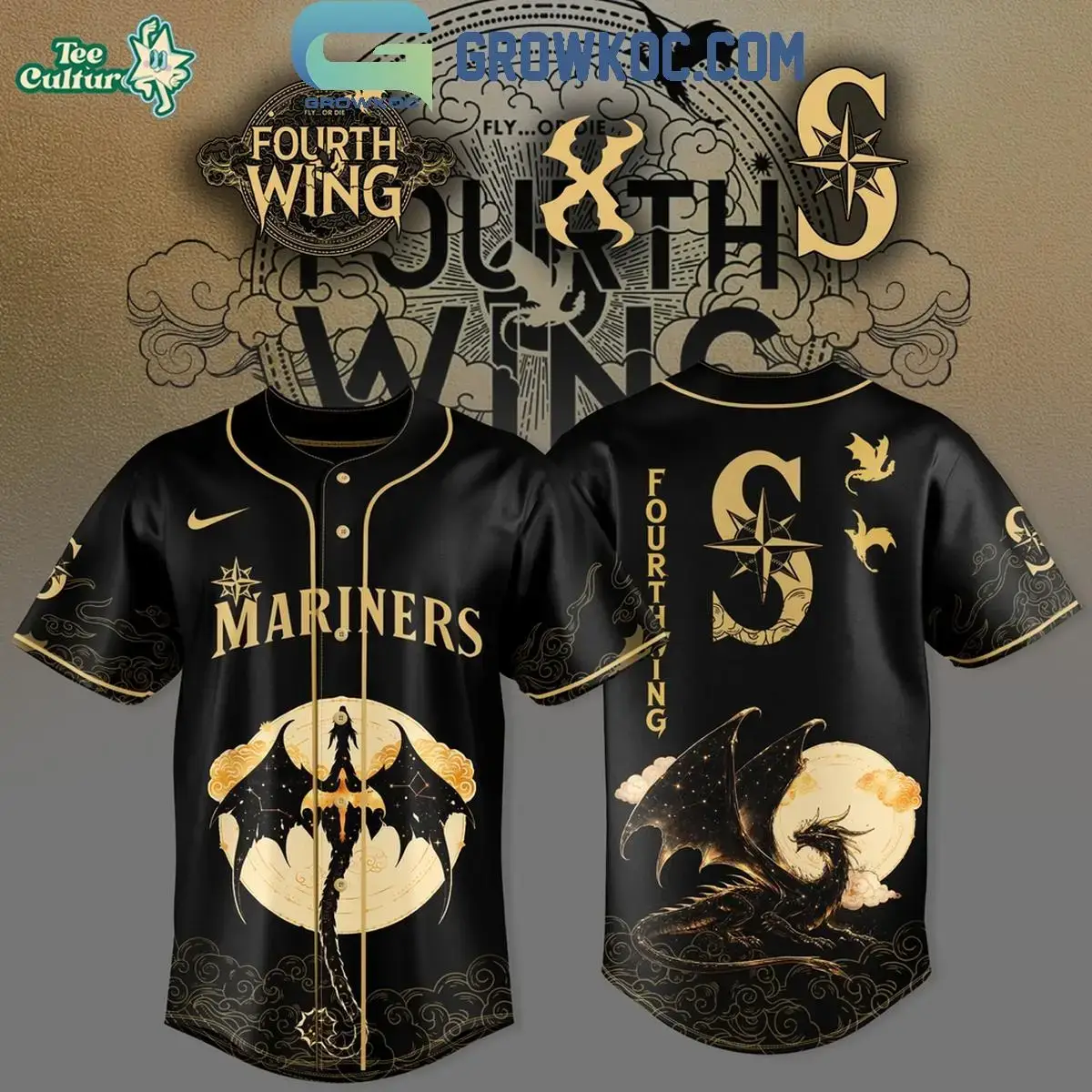 Seattle Mariners x Fourth Wing Dragon Moon Jersey Image