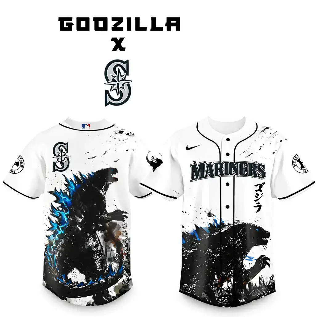 Seattle Mariners x Godzilla Monster Baseball Jersey Image