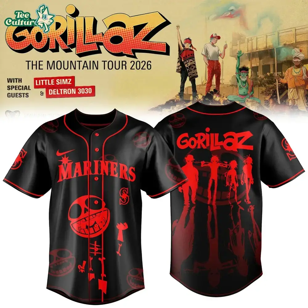 Seattle Mariners x Gorillaz The Mountain Tour 2026 North America Baseball Jersey Image