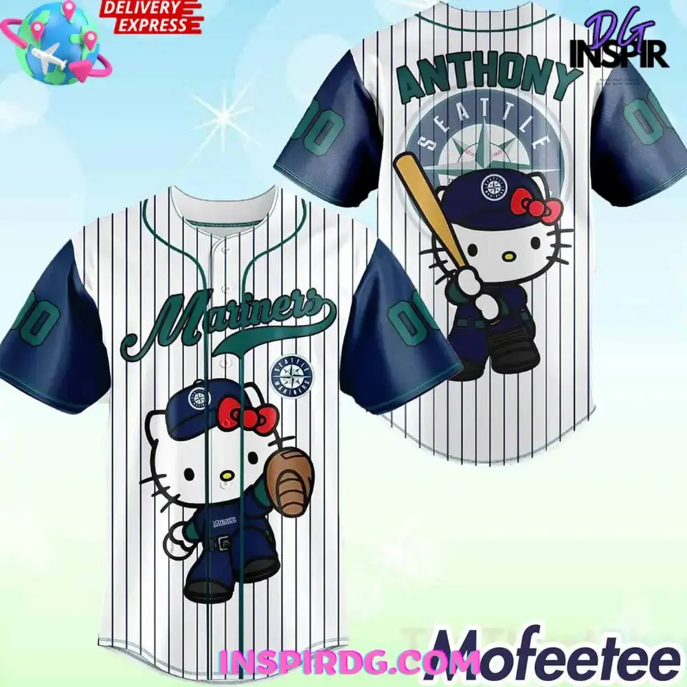 Seattle Mariners X Hello Kitty Custom Baseball Jersey Image