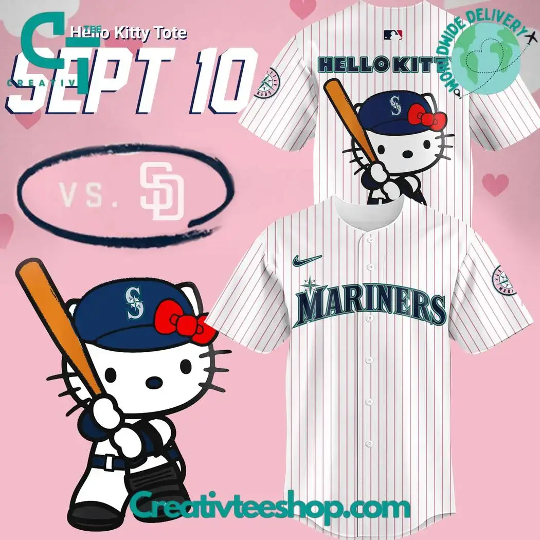 Seattle Mariners X Hello Kitty Night Stripes Jersey Image