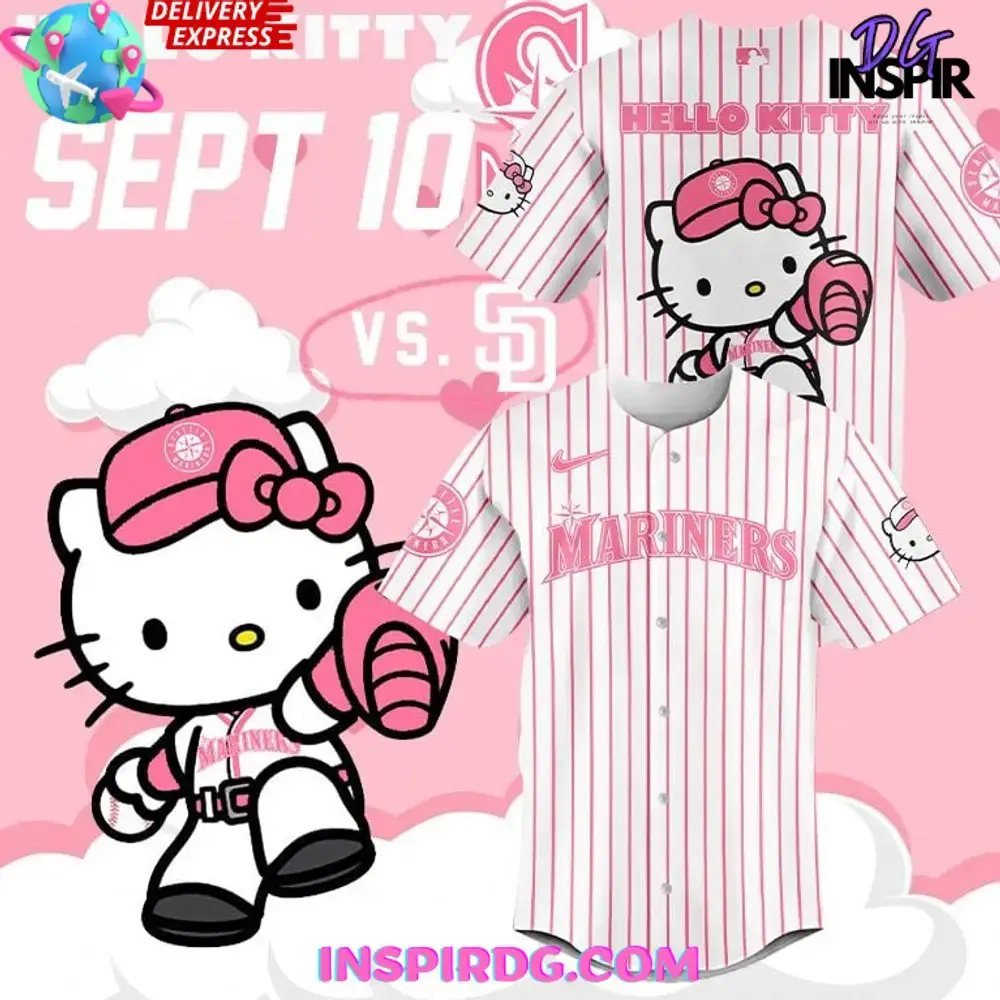 Seattle Mariners X Hello Kitty Stripe Baseball Jersey Image