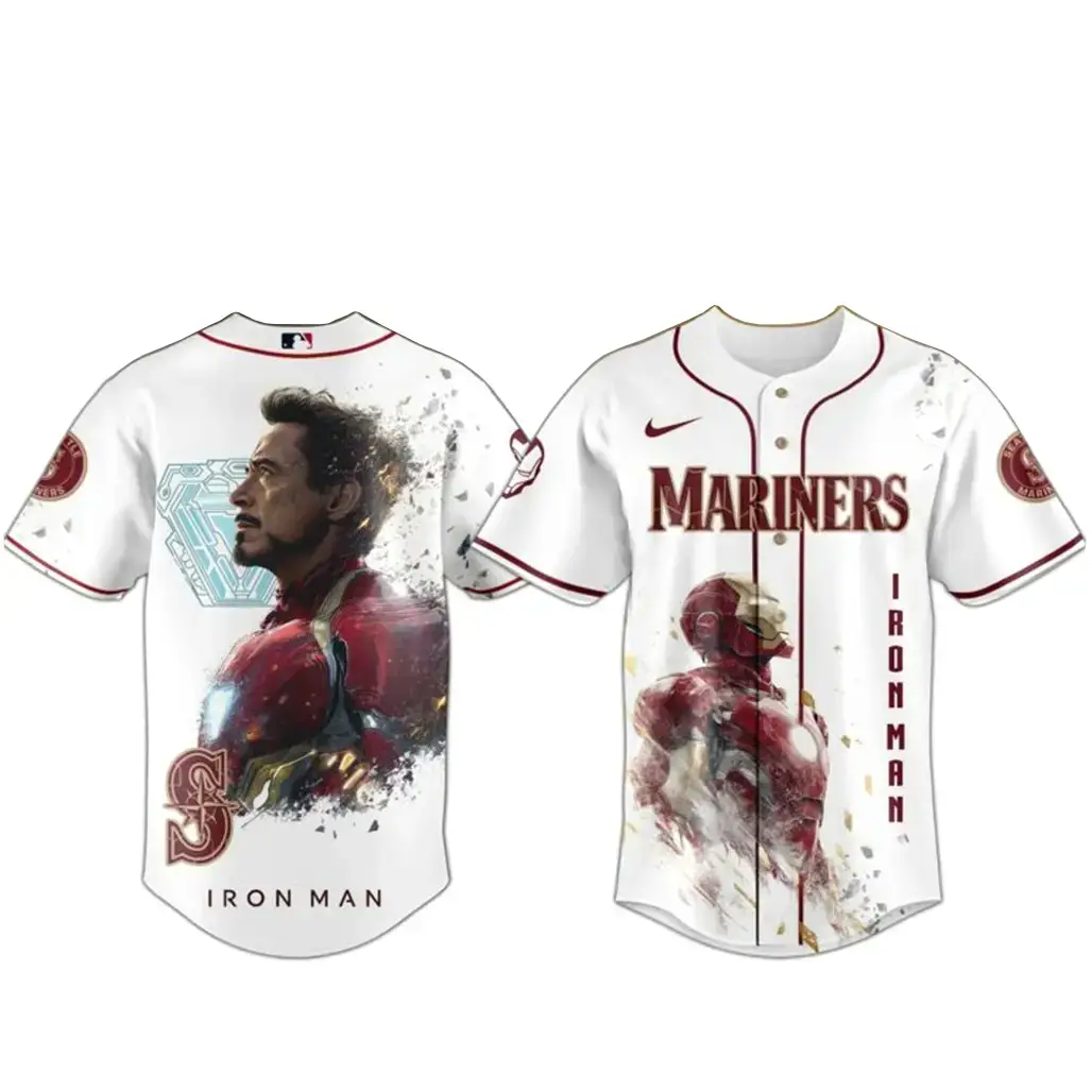 Seattle Mariners x Iron Man Game Day Baseball Jersey Image