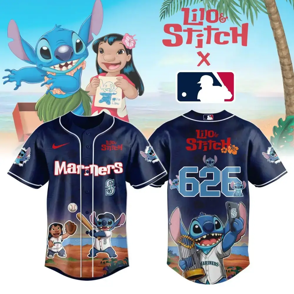 Seattle Mariners X Lilo & Stitch Limited Edition Custom Baseball Jersey Image