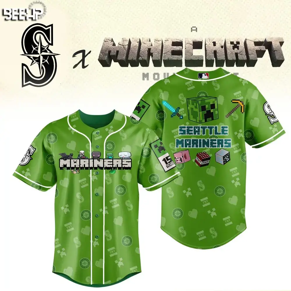 Seattle Mariners X Minecraft Collab Jersey - Limited Edition Gamer'S Dream! Image