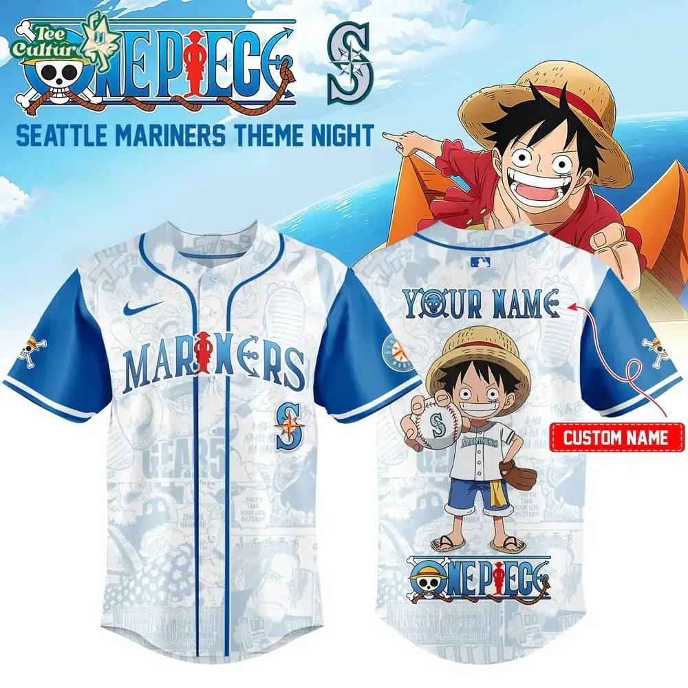 Seattle Mariners x One Piece Night 2026 Limited Edition White Baseball Jersey Image