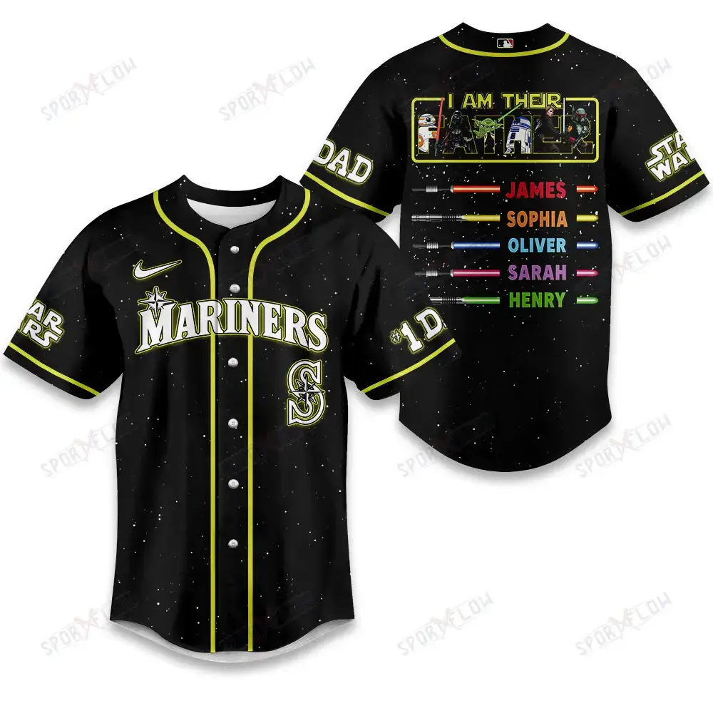 Seattle Mariners X Star Wars I Am Their Father Custom Name Baseball Jersey Image