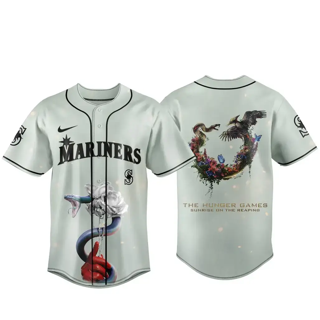 Seattle Mariners x The Hunger Games Sunrise on the Reaping 2026 Baseball Jersey Image