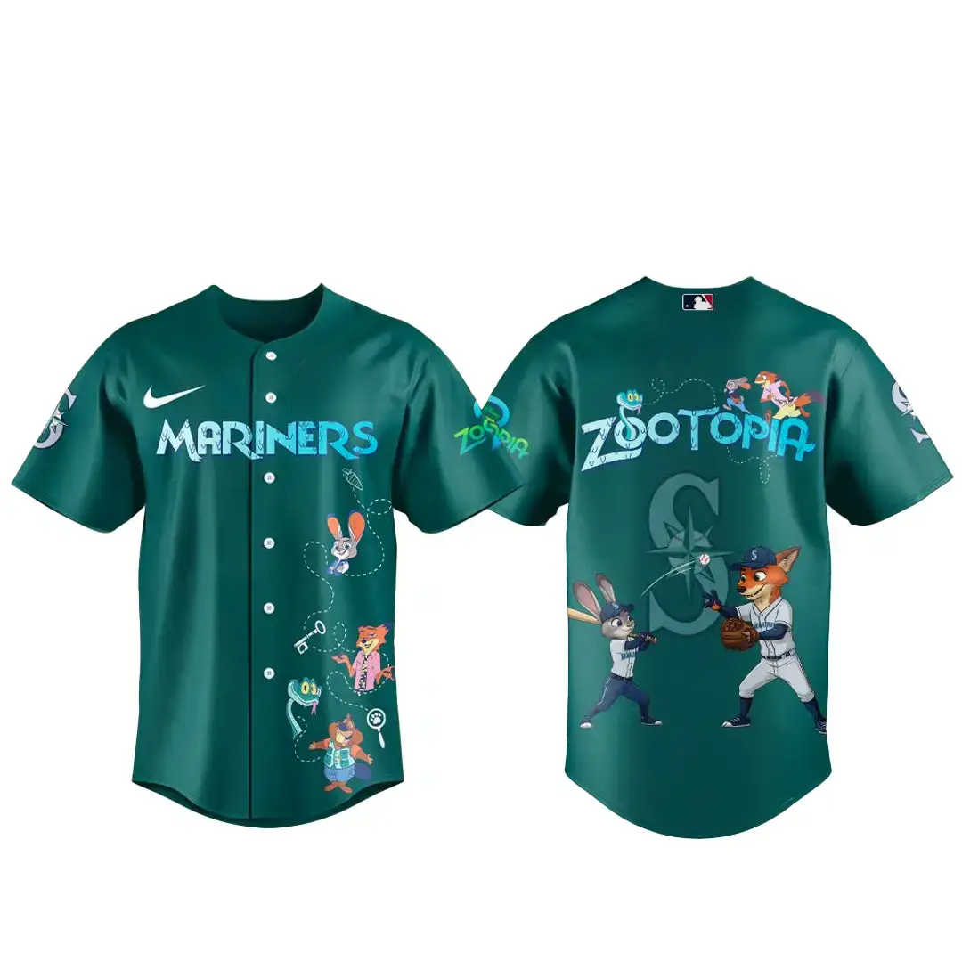 Seattle Mariners x Zootopia 2 Edition Baseball Jersey Image
