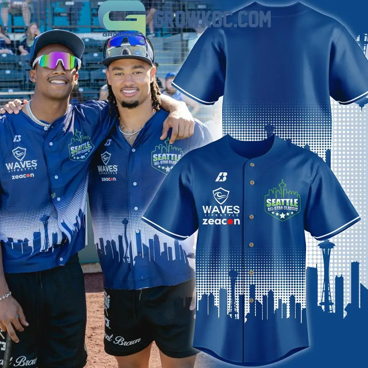 Seattle Seahawks Waves Lifestyle Zeacon Personalized Baseball Jersey Image