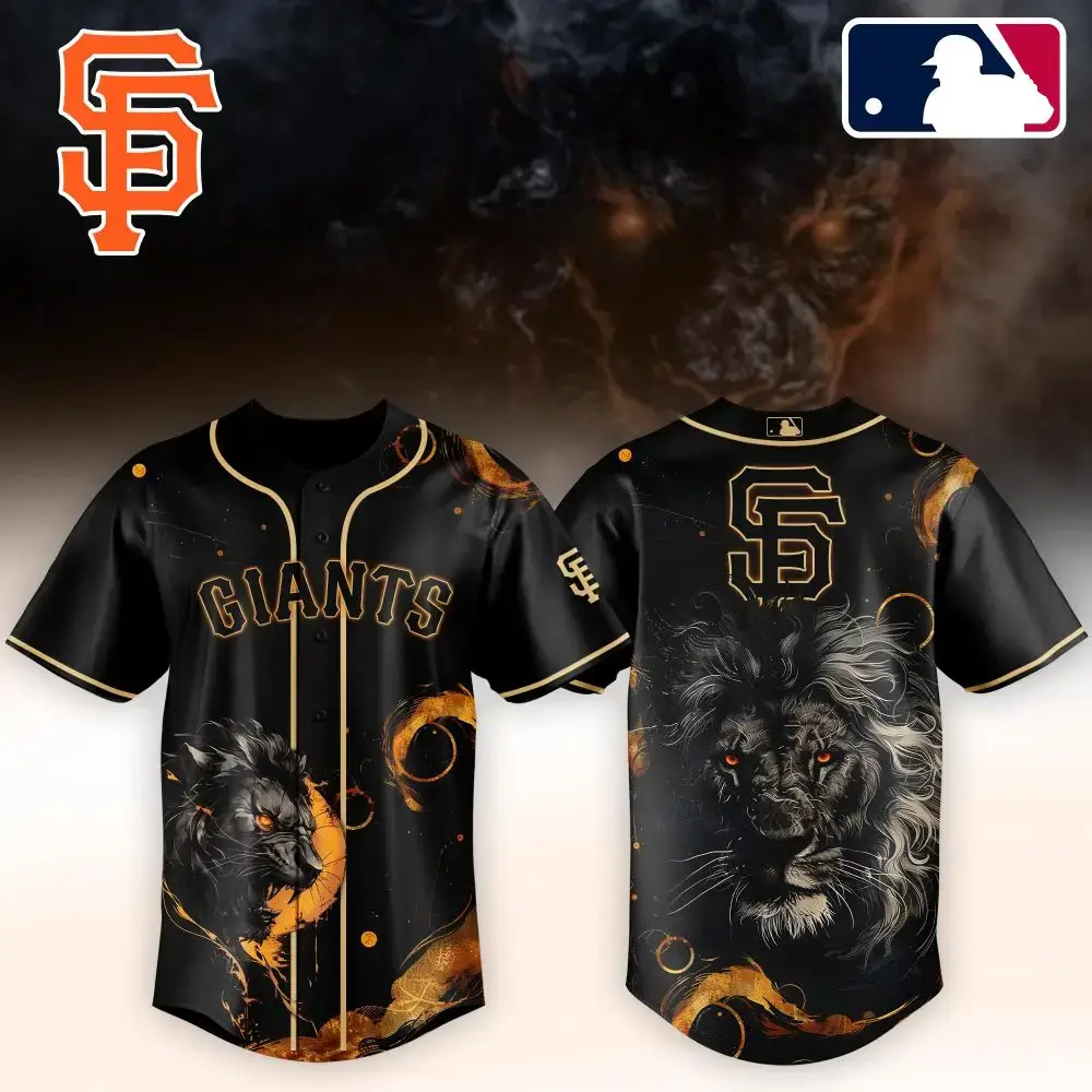 Sf Giants Black Lion Baseball Jersey - Bold Graphic Design, Unisex, Limited Edition Image