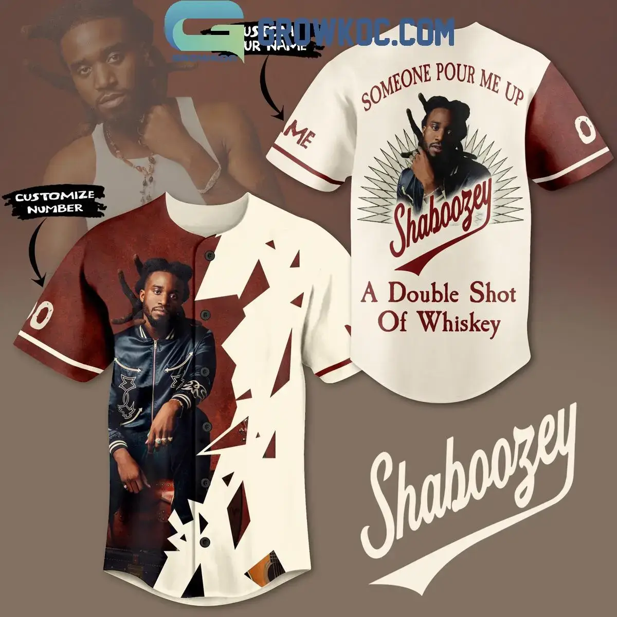 Shaboozey Someone Pour Me Up Whiskey Personalized Baseball Jersey Image