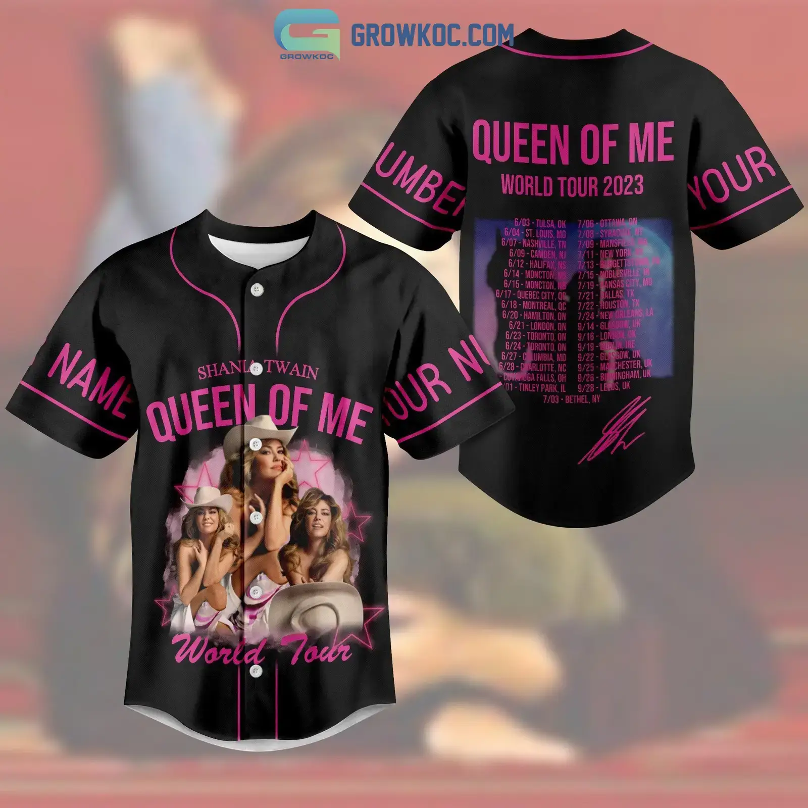 Shania Twain Queen Of Me World Tour 2023 Personalized Baseball Jersey Image
