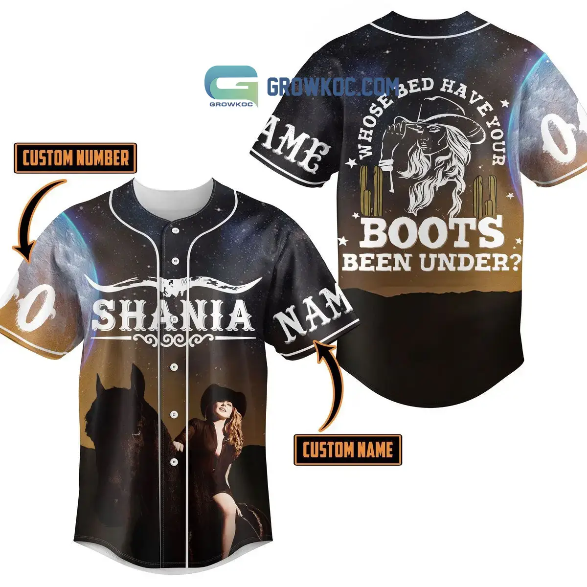 Shania Whose Bed Jave Your Boots Been Under Personalized Baseball Jersey Image