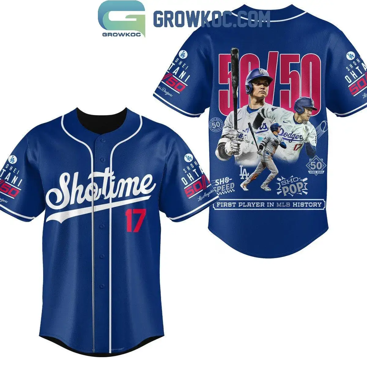 Shohei Ohtani Los Angeles Dodgers 50_50 Club First Player Baseball Jersey Image