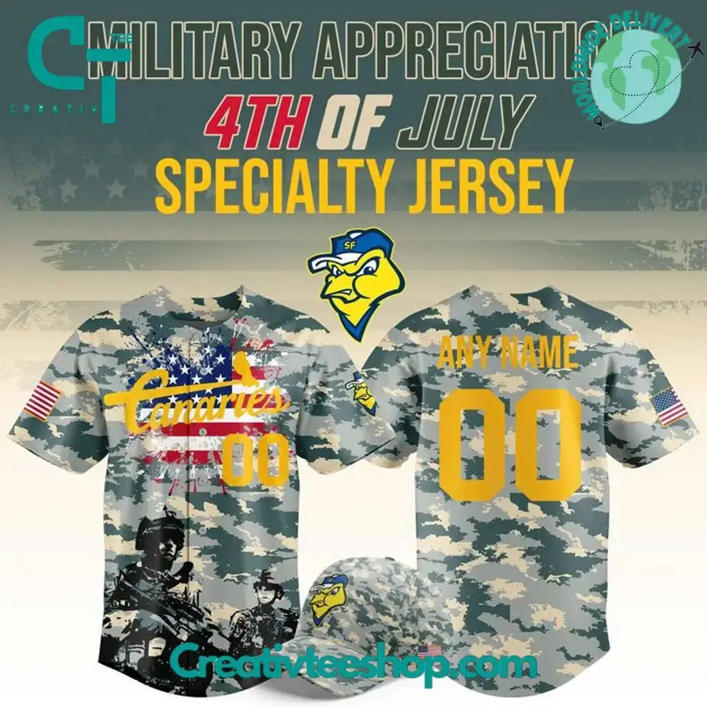 Sioux Falls Canaries Military Appreciation Night 2025 Personalized Baseball Jersey Image