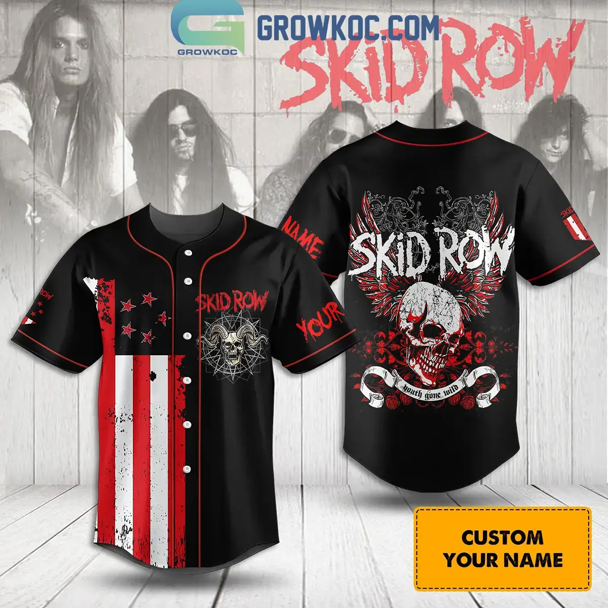 Skid Row Youth Gone Wild Personalized Baseball Jersey Image