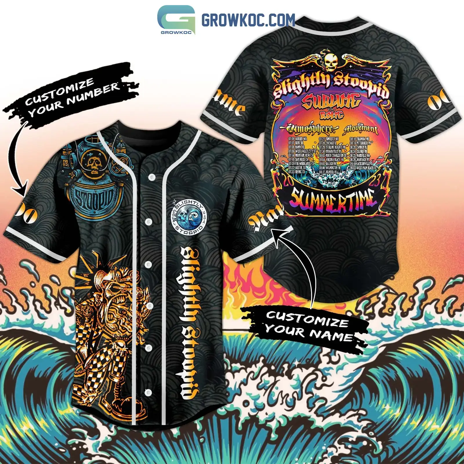 Slightly Stoopid Summer Time 2023 Sublime With Rome Pesonalized Baseball Jersey Image