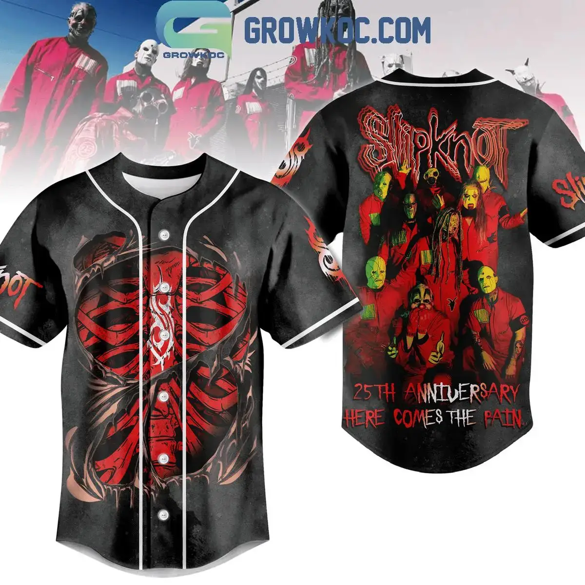 Slipknot 25th Anniversary With The 2024 Tour Celebrating Baseball Jersey Image