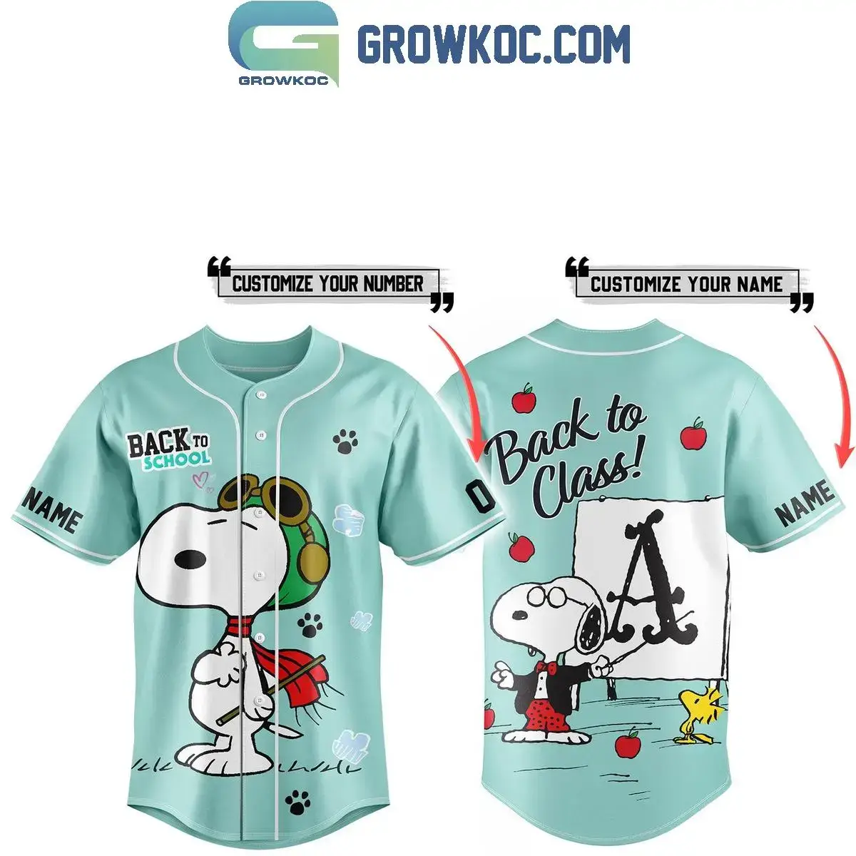Snoopy Back To Class Personalized Baseball Jersey Image