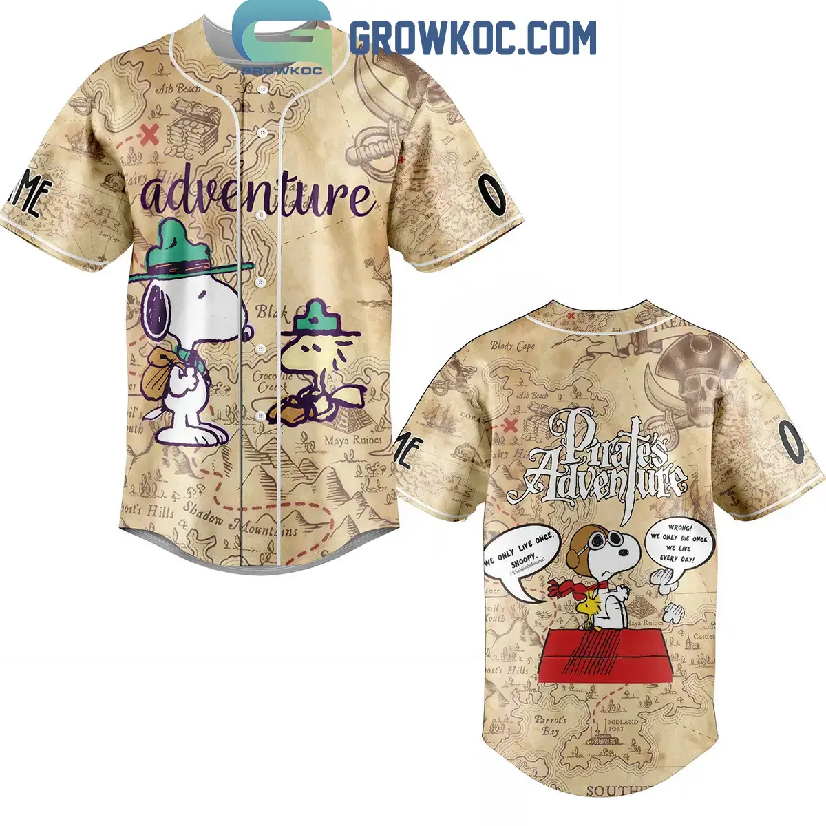 Snoopy Pirates Adventure Treasures Of The Seven Seas Personalized Baseball Jersey Image