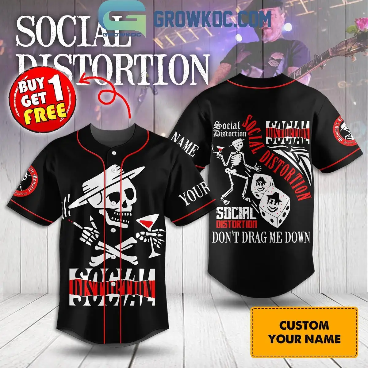 Social Distortion Don't Drag Me Down Personalized Baseball Jersey Image