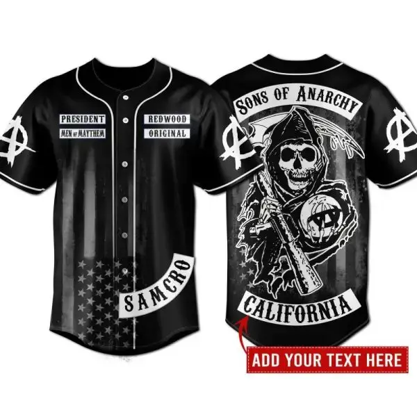 Sons Of Anarchy Customizable Baseball Jersey - Samcro Style Shirt For Fans Image