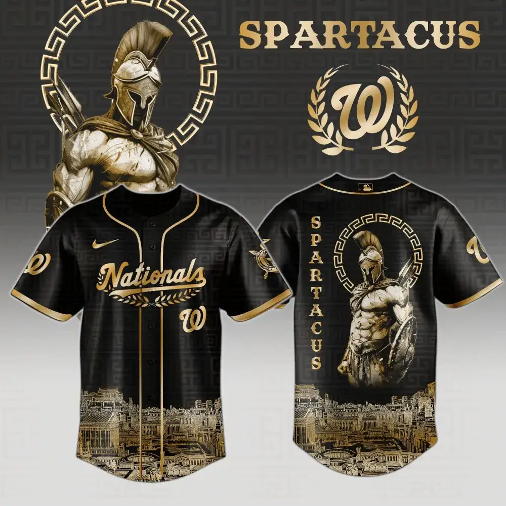 Spartacus Warrior Baseball Jersey - Bold Black & Gold Design For Fans Image