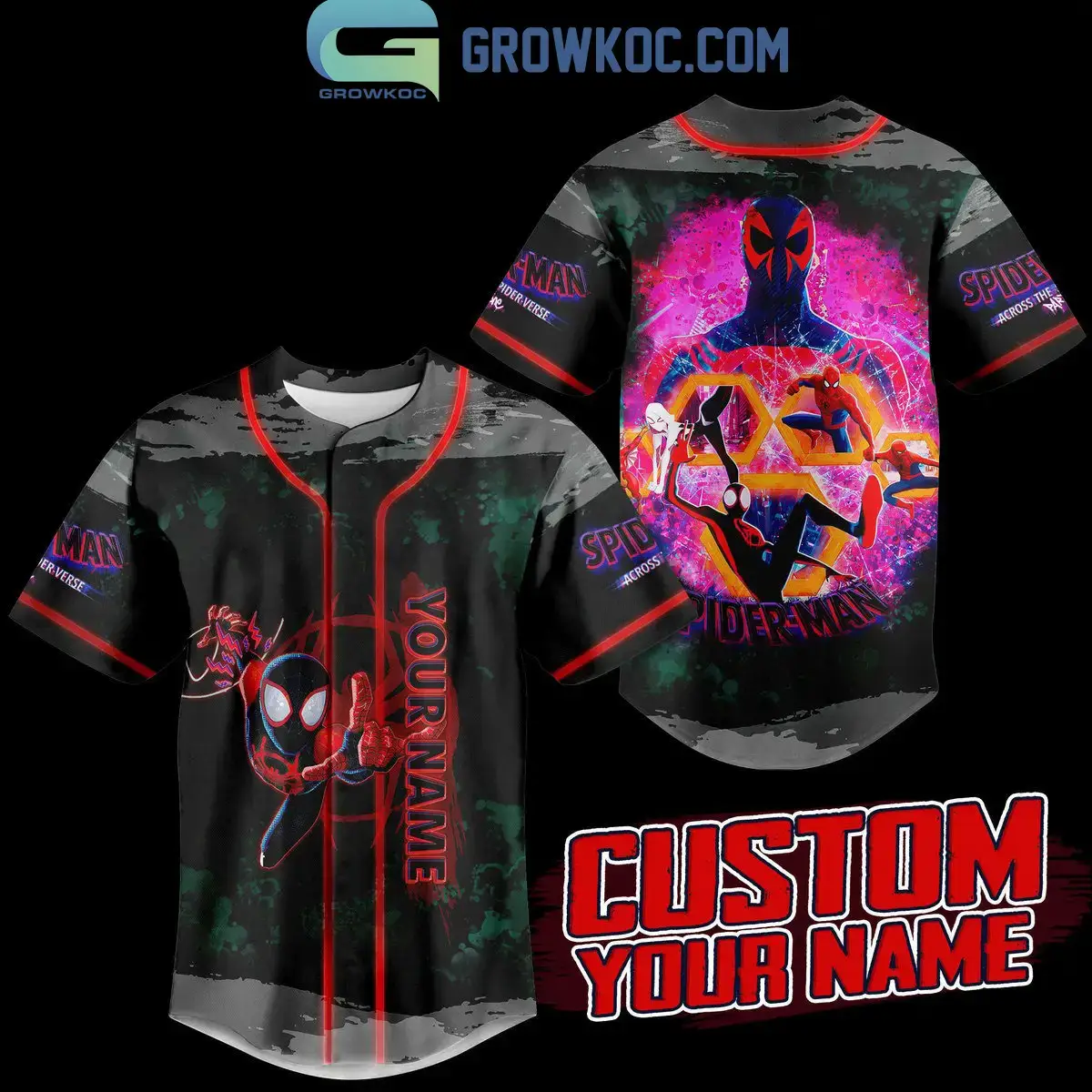 Spider-Man Across The Spider-Verse Miles Gwen Personalized Baseball Jersey Image