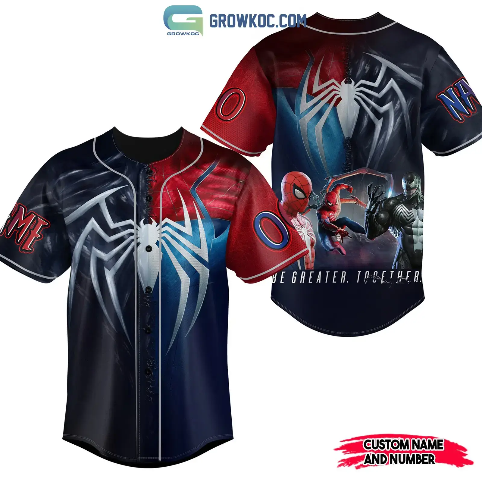 Spider Man And Venom Be Greater Together Personalized Baseball Jersey Image