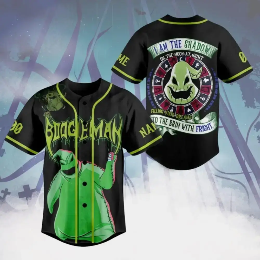 Spooky Boogeyman Baseball Jersey - Glow In The Dark Halloween Theme Shirt Image