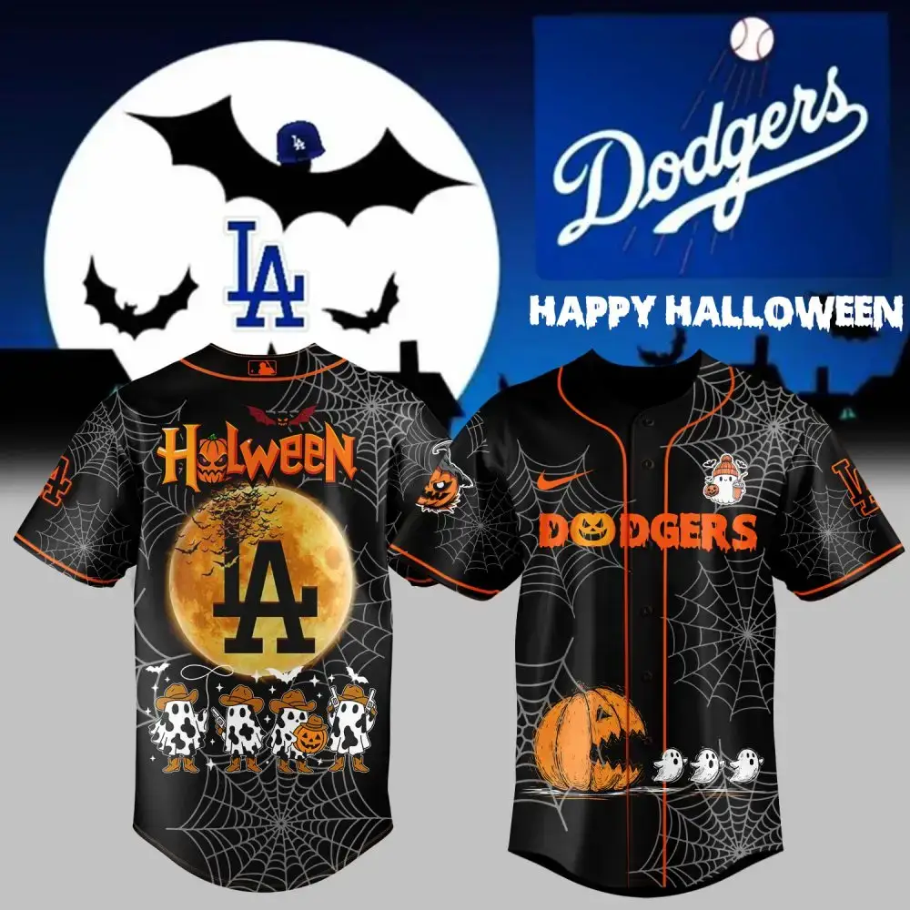 Spooky Dodgers Halloween Baseball Jersey - Limited Edition Festive Gear Image