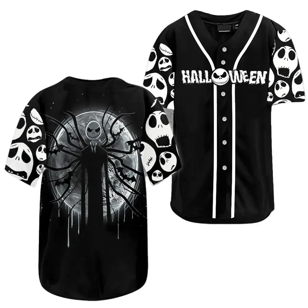 Spooky Halloween Baseball Jersey - Skeleton Print, Unisex, Perfect For Parties & Cosplay Image