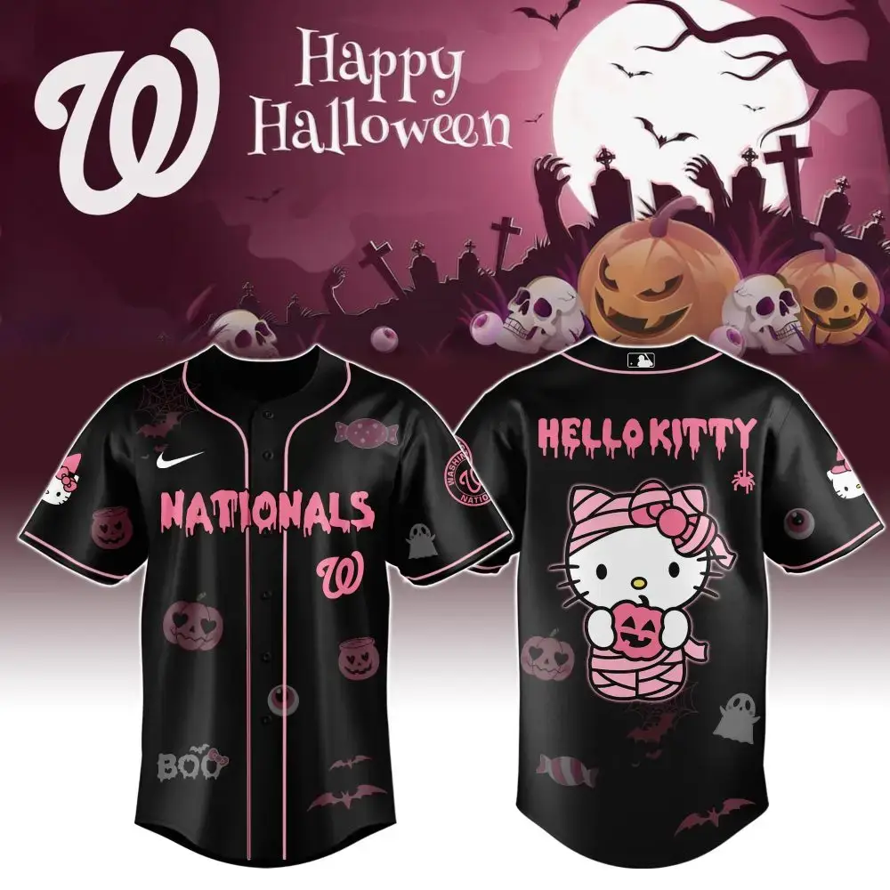 Spooky Hello Kitty Halloween Nationals Jersey – Limited Edition! 🎃👻 Image