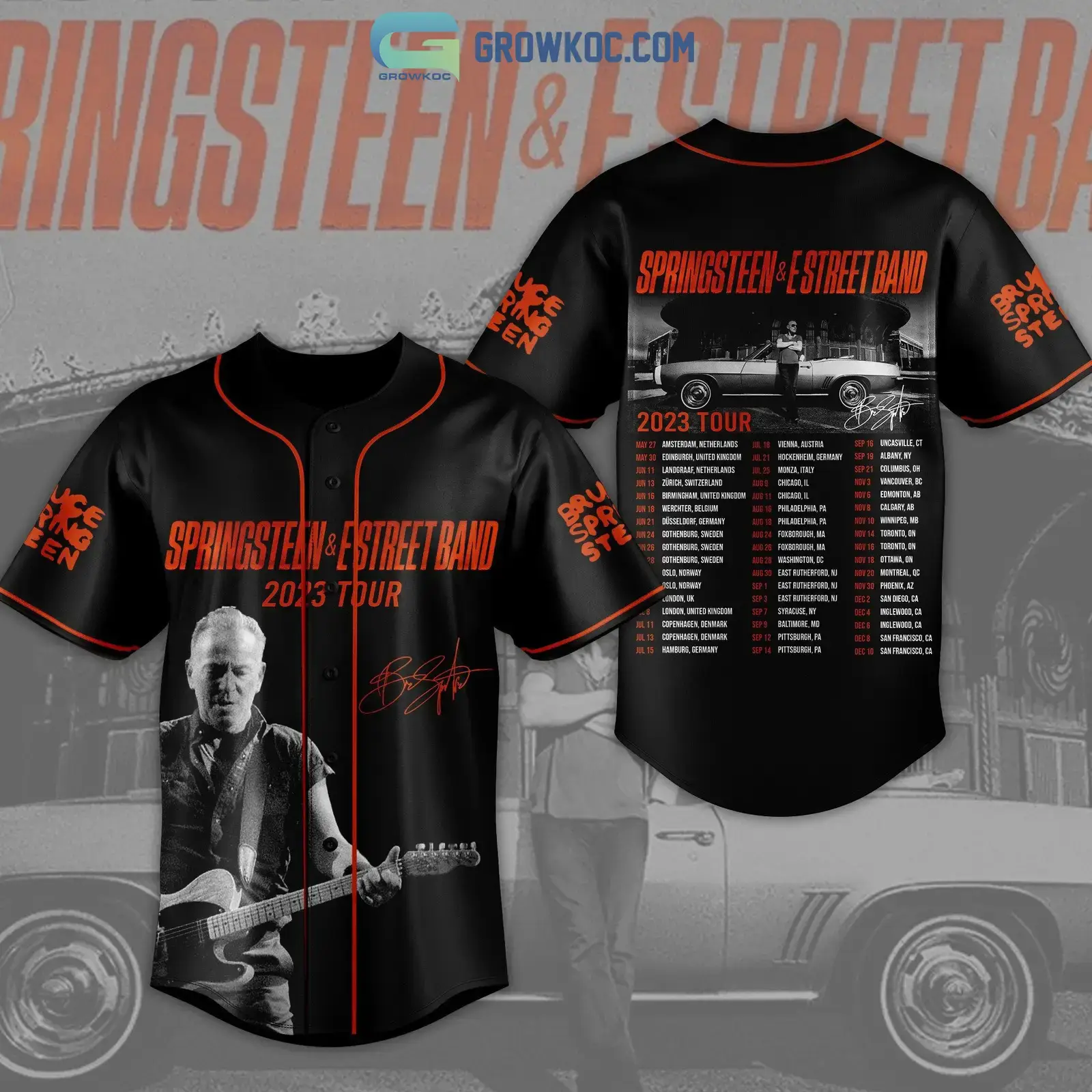 Springstreen&Estreet Band 2023 Tour Black Design Baseball Jersey Image