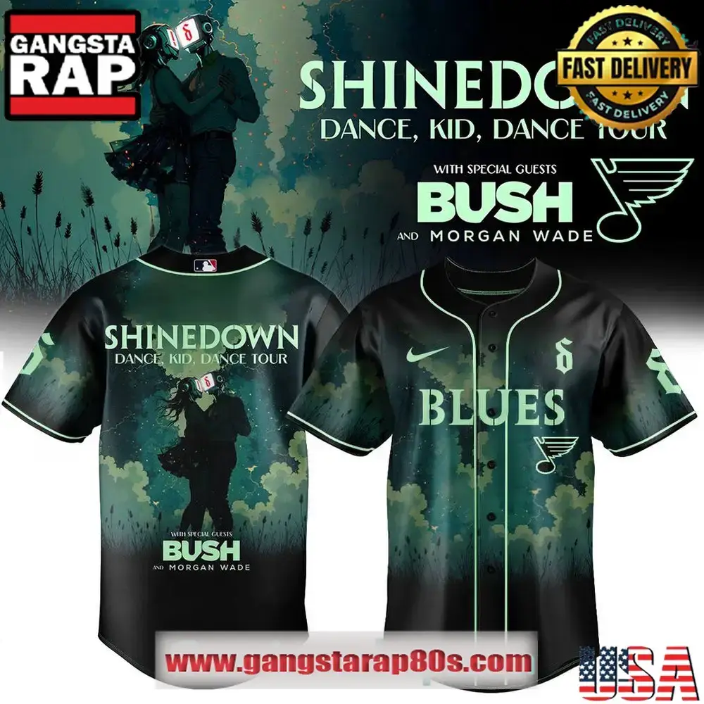 St Louis Blues x Shinedown DanceKidDance Tour 2025 Baseball Jersey Image