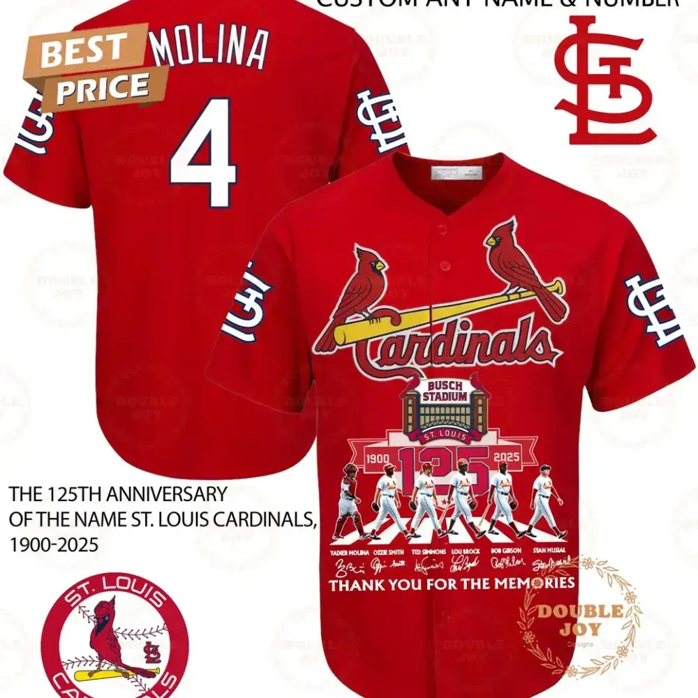 St. Louis Cardinals 125Th 1900-2025 Thank You Fpr The Memories Custom Name Limited Edition Baseball Jersey Image