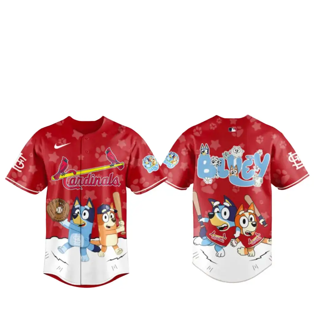 St. Louis Cardinals Bluey Night Game Baseball Jersey Image