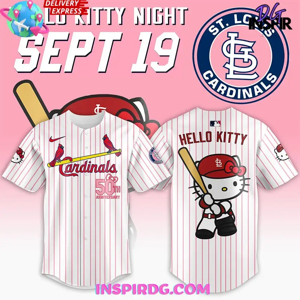 St. Louis Cardinals Hello Kitty 50Th Anniversary Baseball Jersey Image
