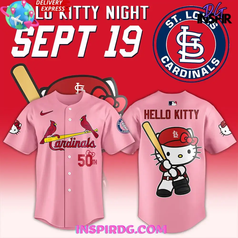 St. Louis Cardinals X Hello Kitty 50Th Anniversary Baseball Jersey Image