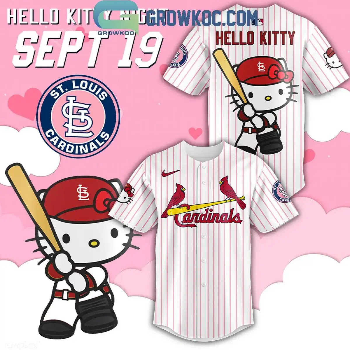 St. Louis Cardinals x Hello Kitty September 19th 2024 Baseball Jersey Image